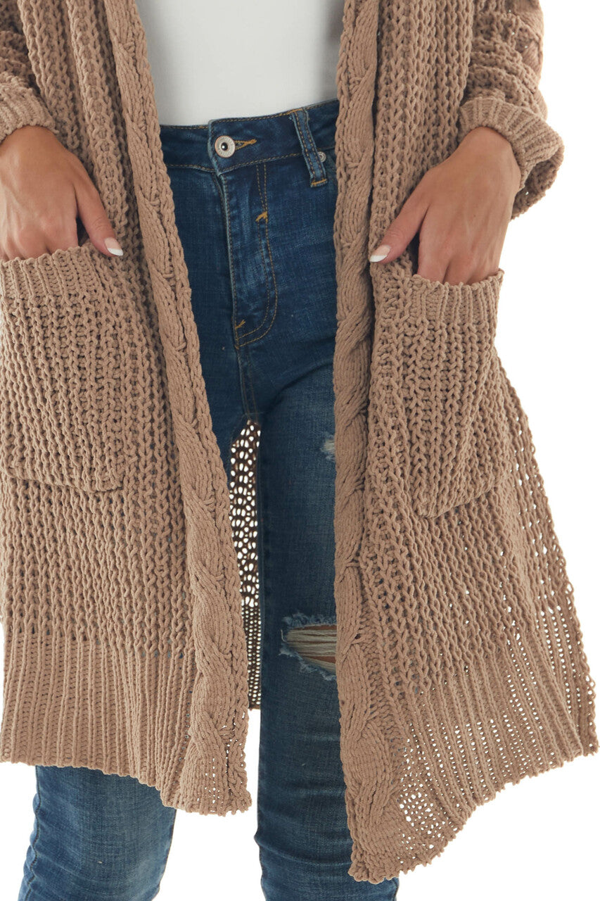Brown Sugar Soft Chunky Cable Knit Cardigan