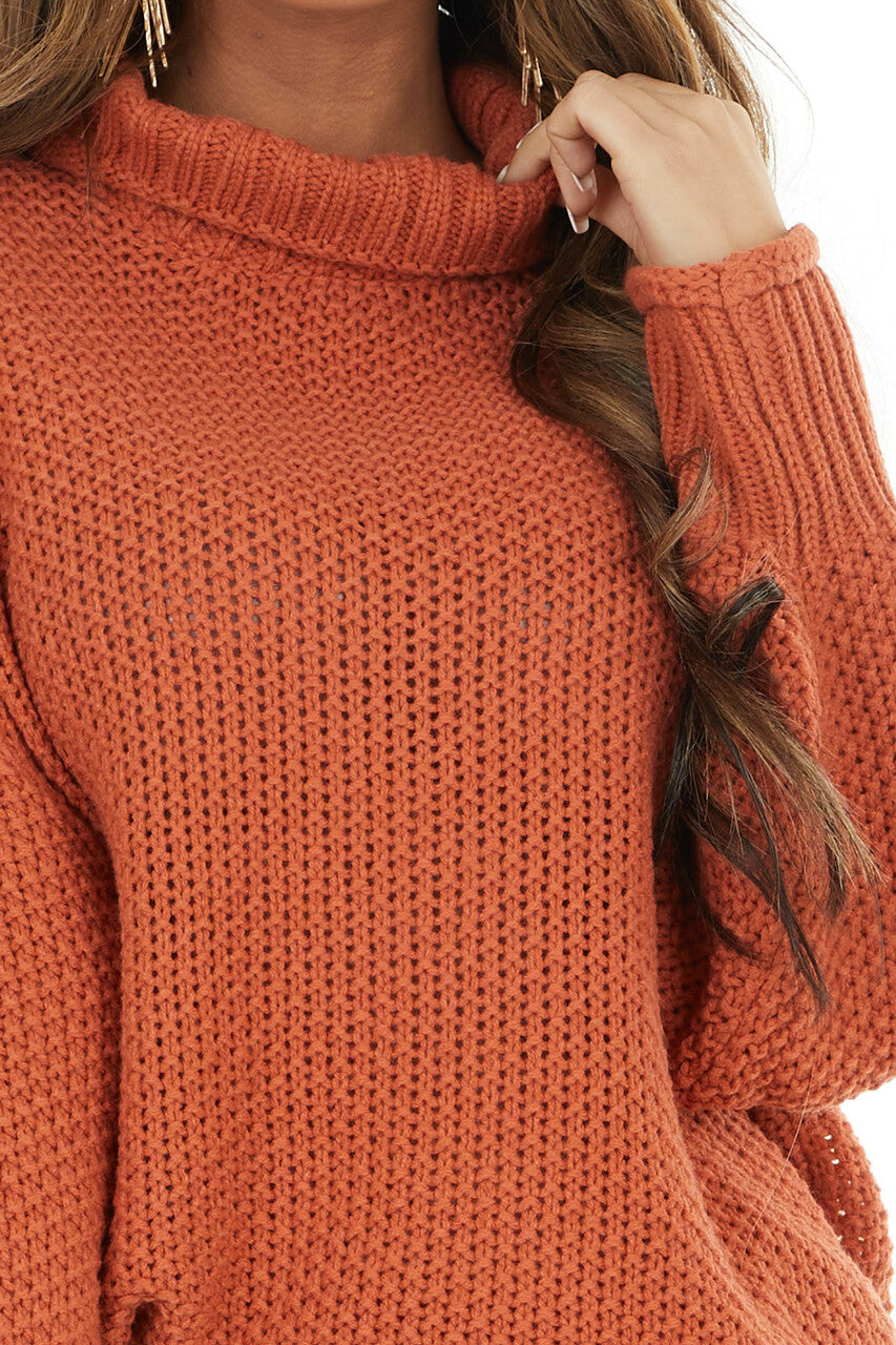 Rust Long Sleeve Lightweight Knit Sweater