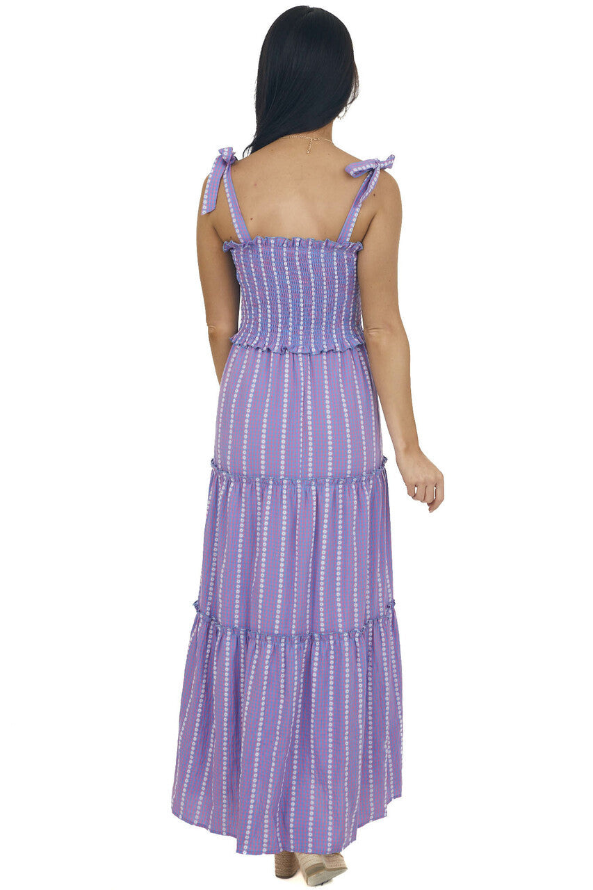 Azure and Punch Gingham Smocked Maxi Dress