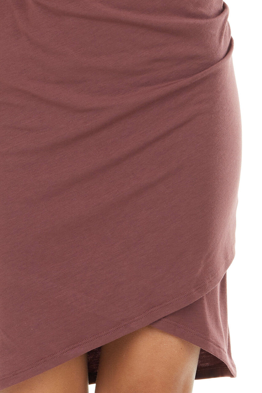 Marsala Long Sleeve Mini Dress with Side Ruching