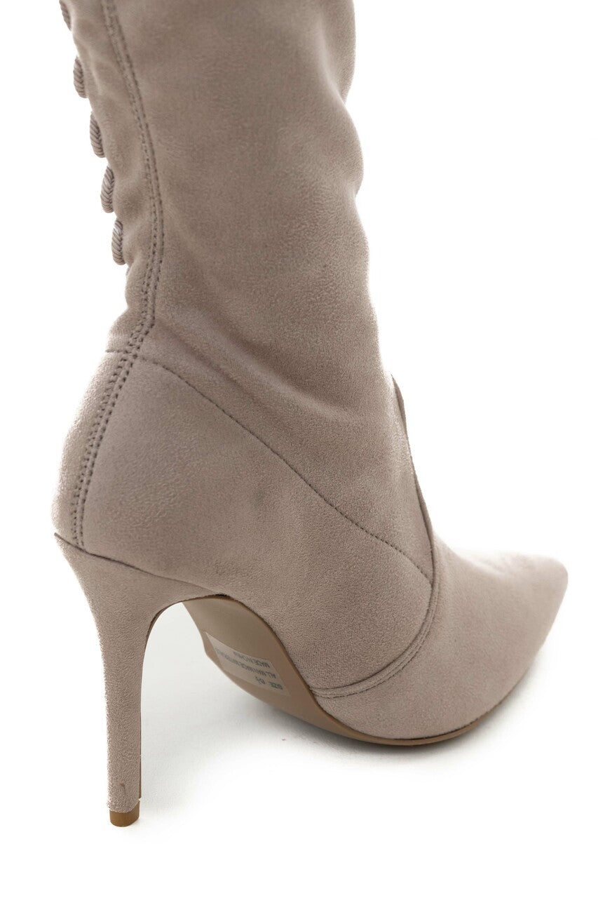 Faded Tea Rose Heel Boots with Braided Detail