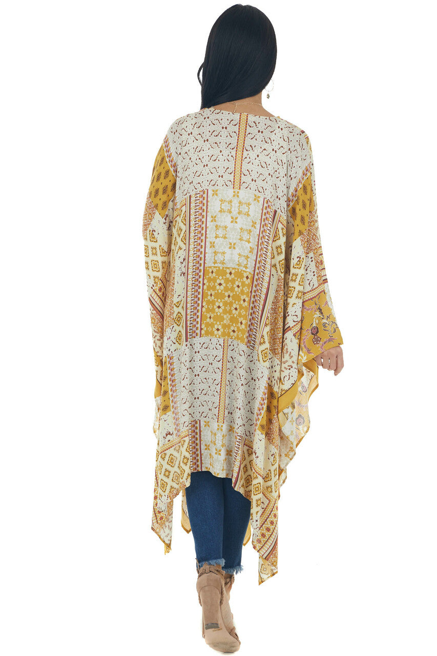 Amber Abstract Multicolor Loose Flowy Kimono