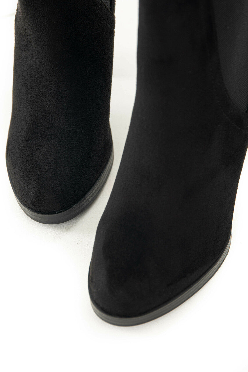 Black High Heel Booties with Side Panel