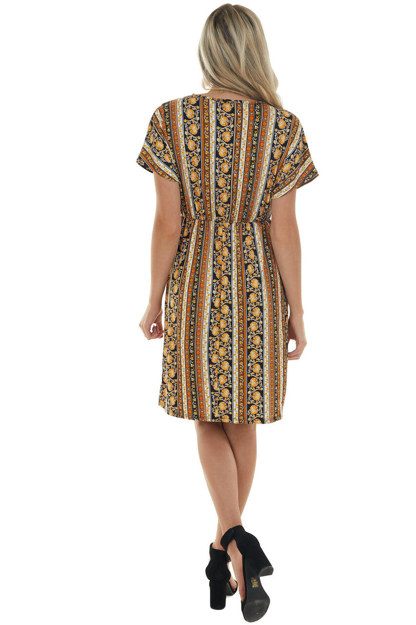 Mango and Black Striped Print Short Dress