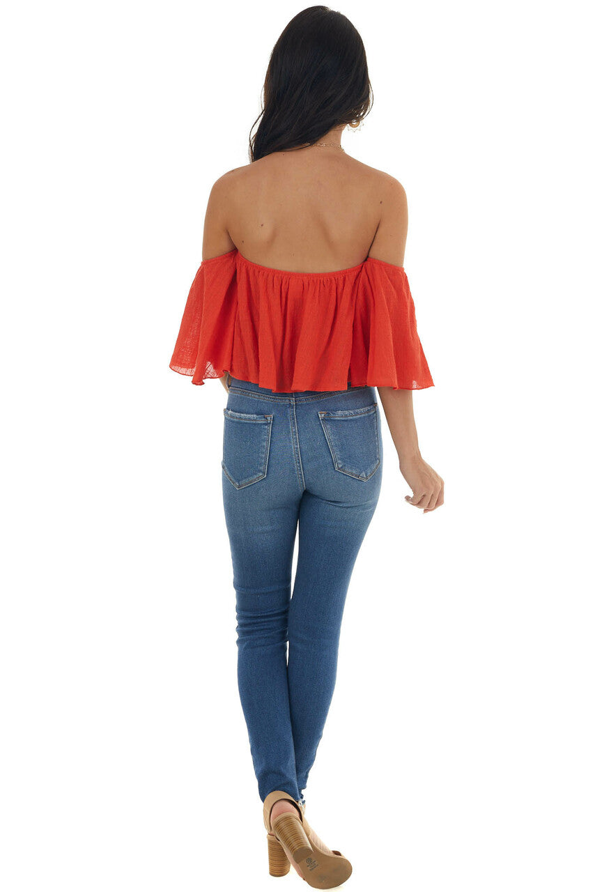 Dynamite Off the Shoulder Woven Flowy Crop Top 