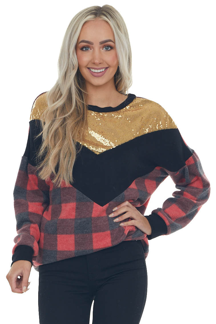Black Chevron Colorblock Dolman Sleeve Top