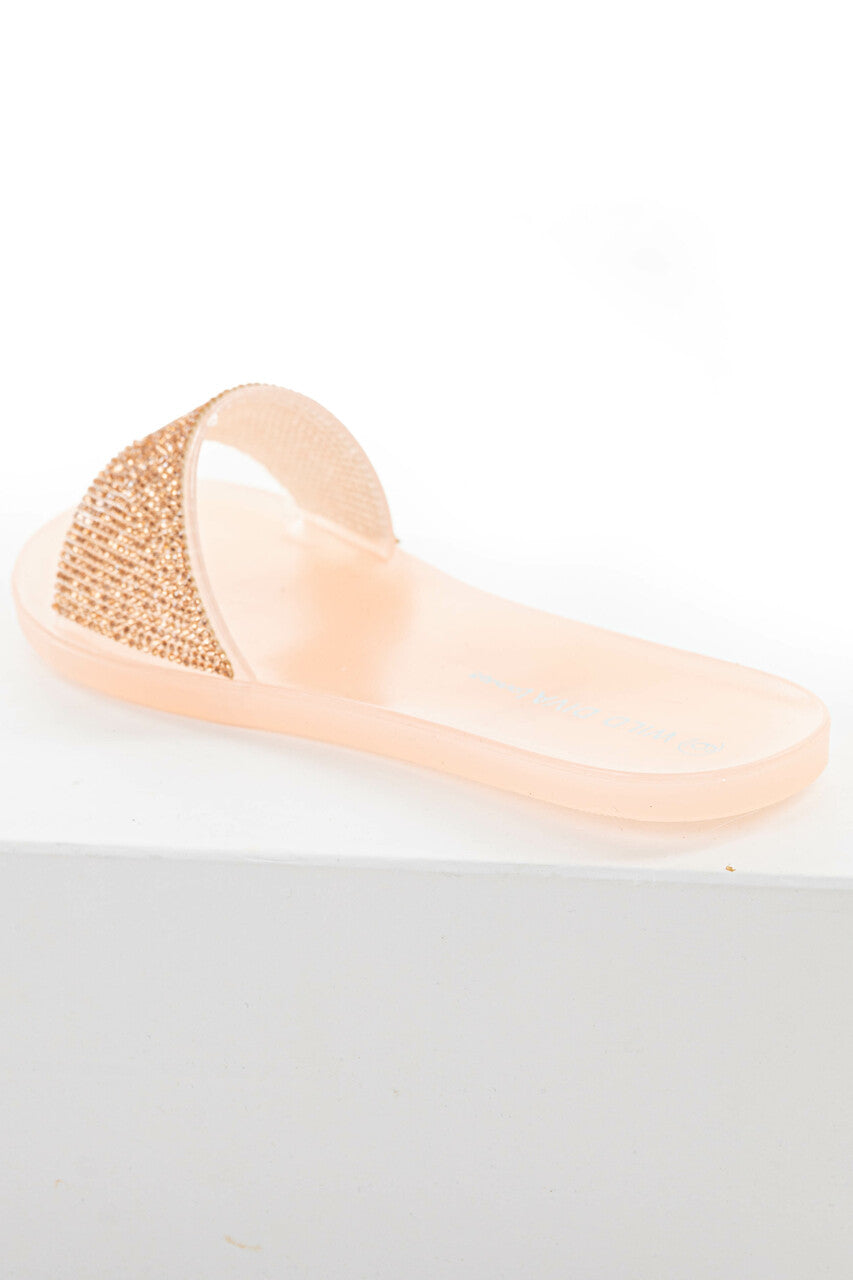 Peach Jelly Sandal with Rose Gold Rhinestones