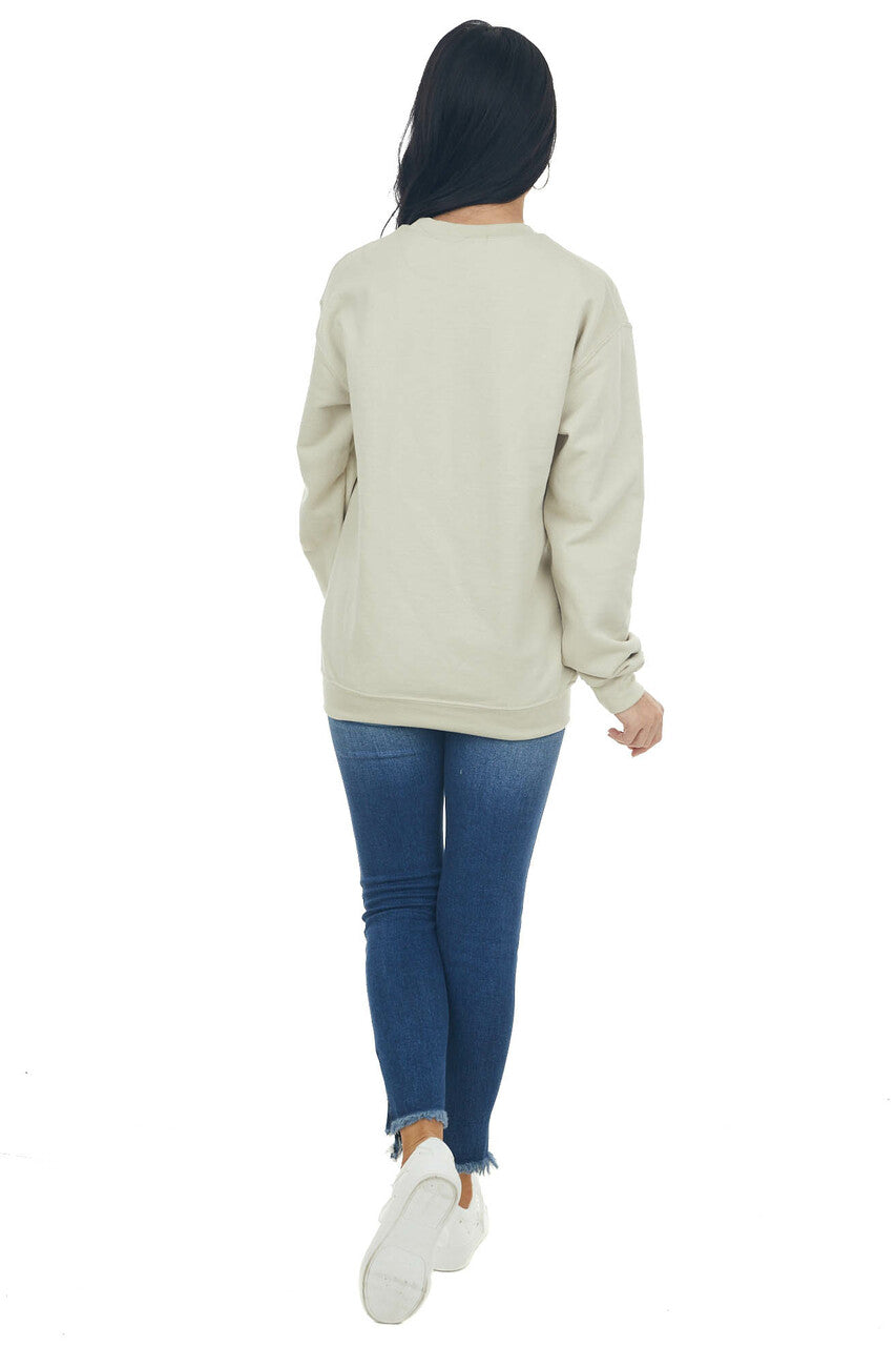 Beige 'Be Mine Valentine' Graphic Sweatshirt 