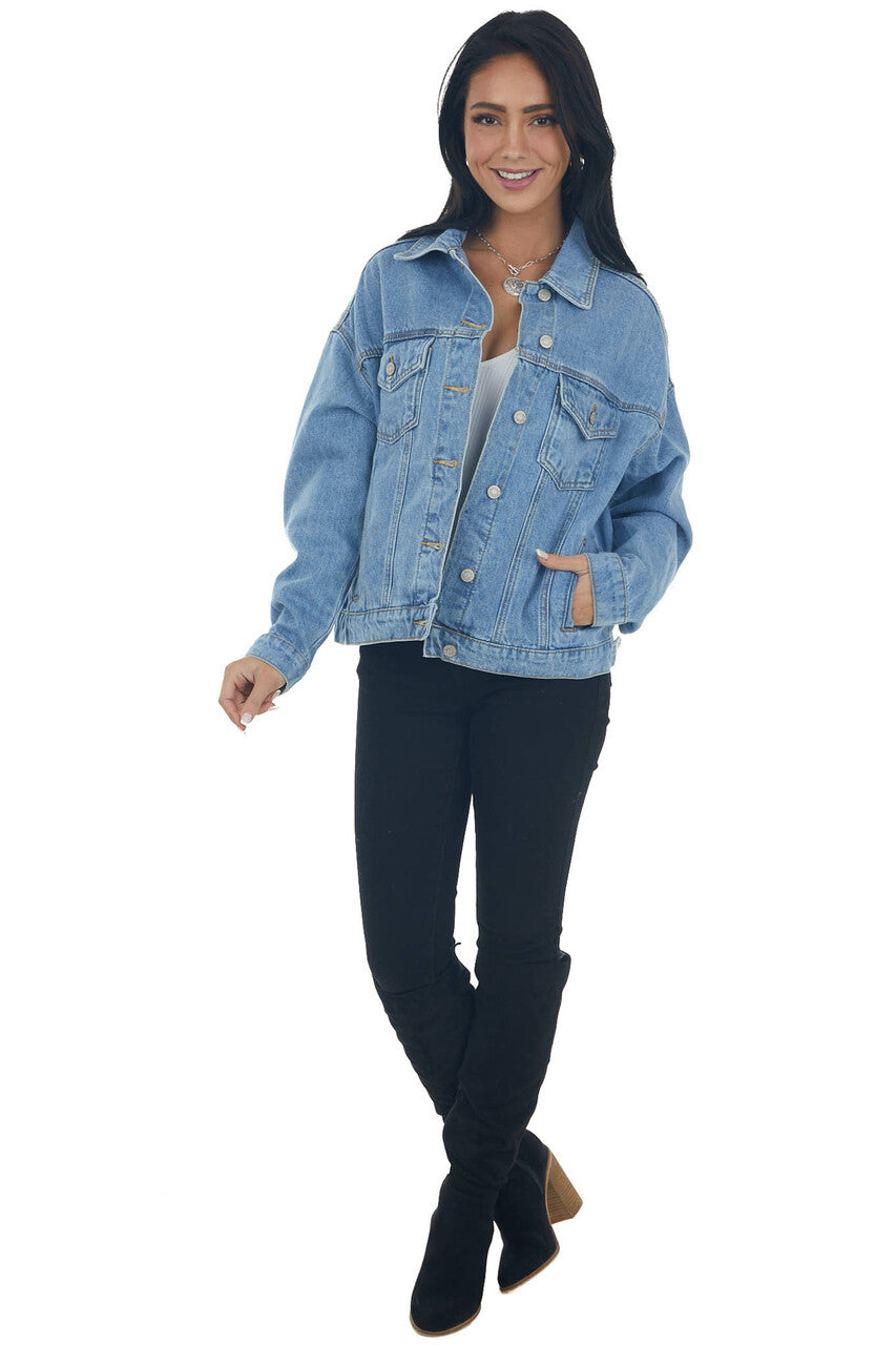 Medium Oversized Denim Jacket with Pockets