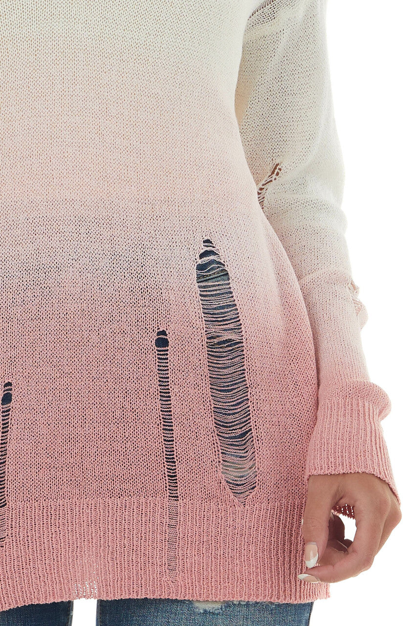 Deep Punch and Ivory Ombre Distressed Top