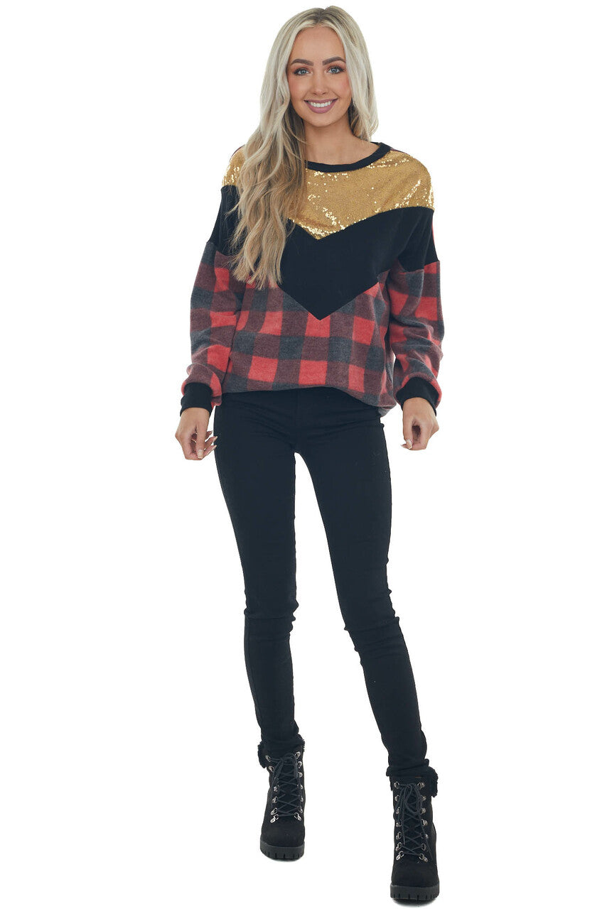 Black Chevron Colorblock Dolman Sleeve Top