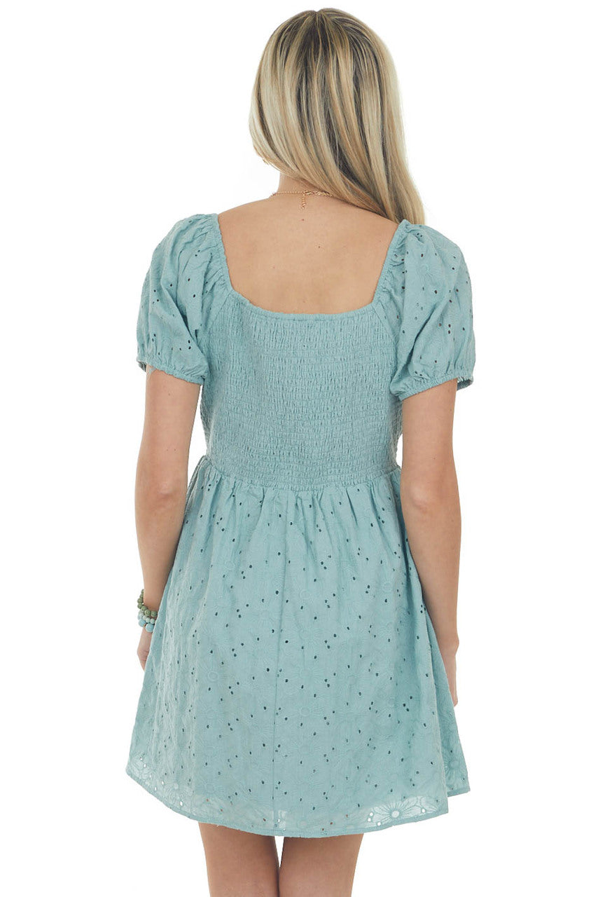 Juniper Eyelet Lace Empire Waist Short Dress