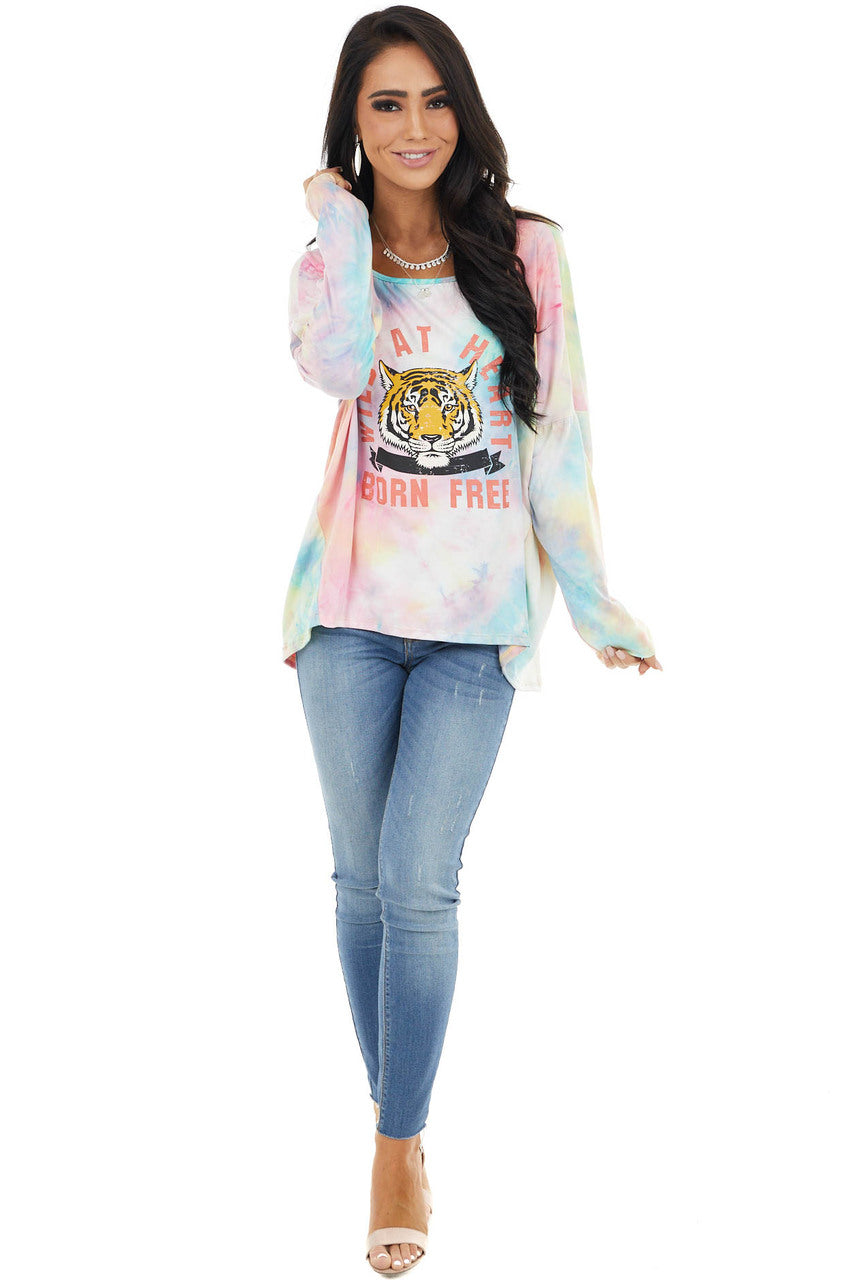 Multicolor Tie Dye 'Wild at Heart Born Free' Graphic Top 