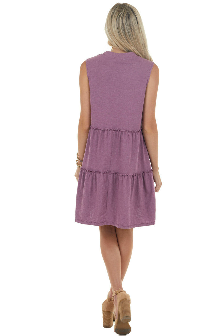 Boysenberry Sleeveless Tiered Short Dress