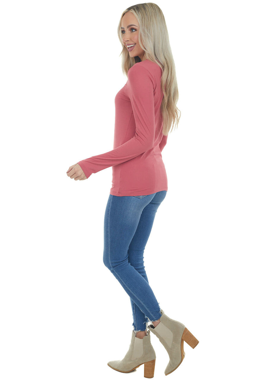 Punch Solid Soft Knit Top with Long Sleeves 