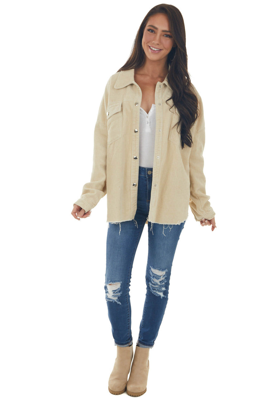 Buttercream Snap Button Down Corduroy Shacket 
