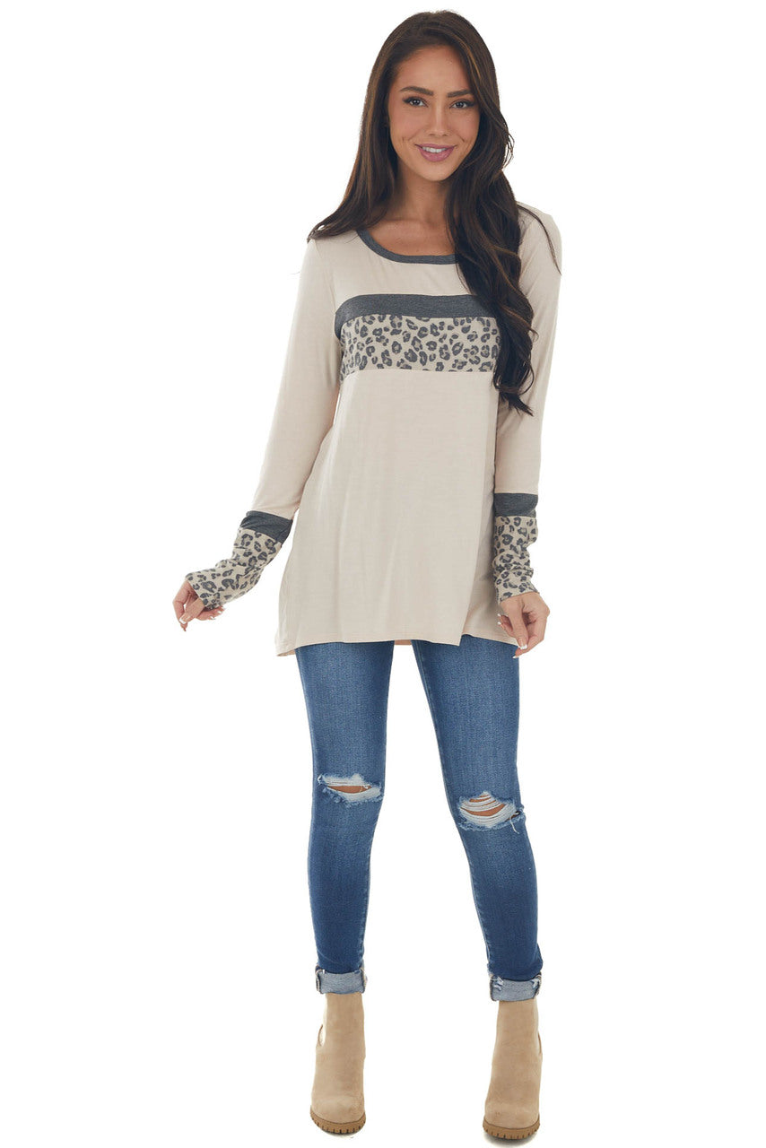 Tea Rose Colorblock Long Sleeve Knit Top 