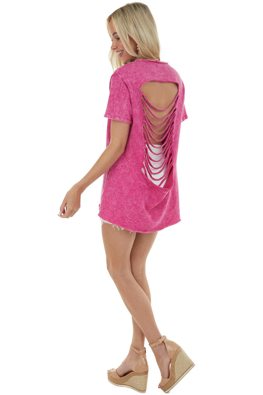 Mulberry Mineral Wash Top with Cut Outs 