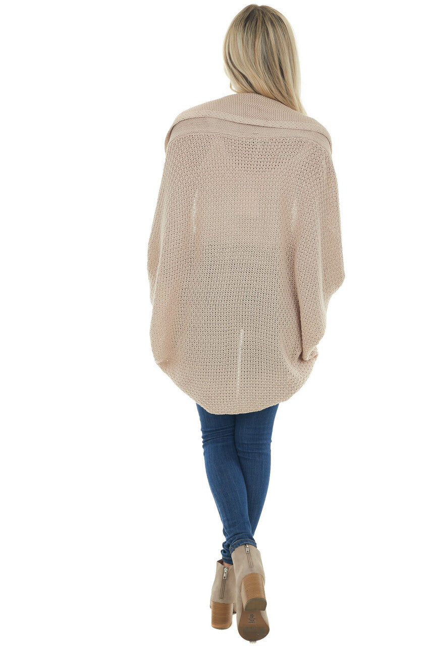 Faded Latte Draped Dolman Sleeve Cardigan 
