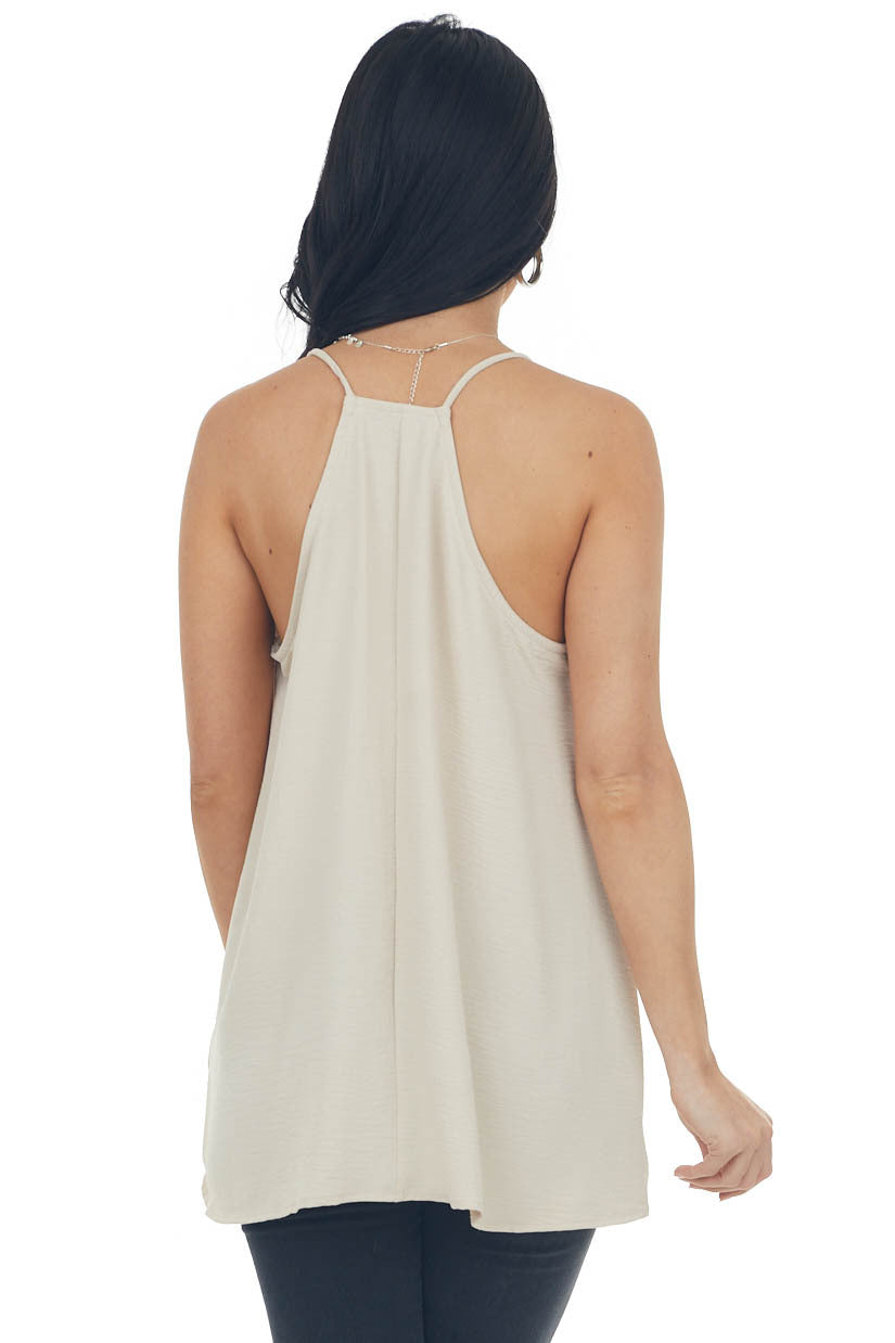 Latte V Neck Lace Trim Racerback Camisole