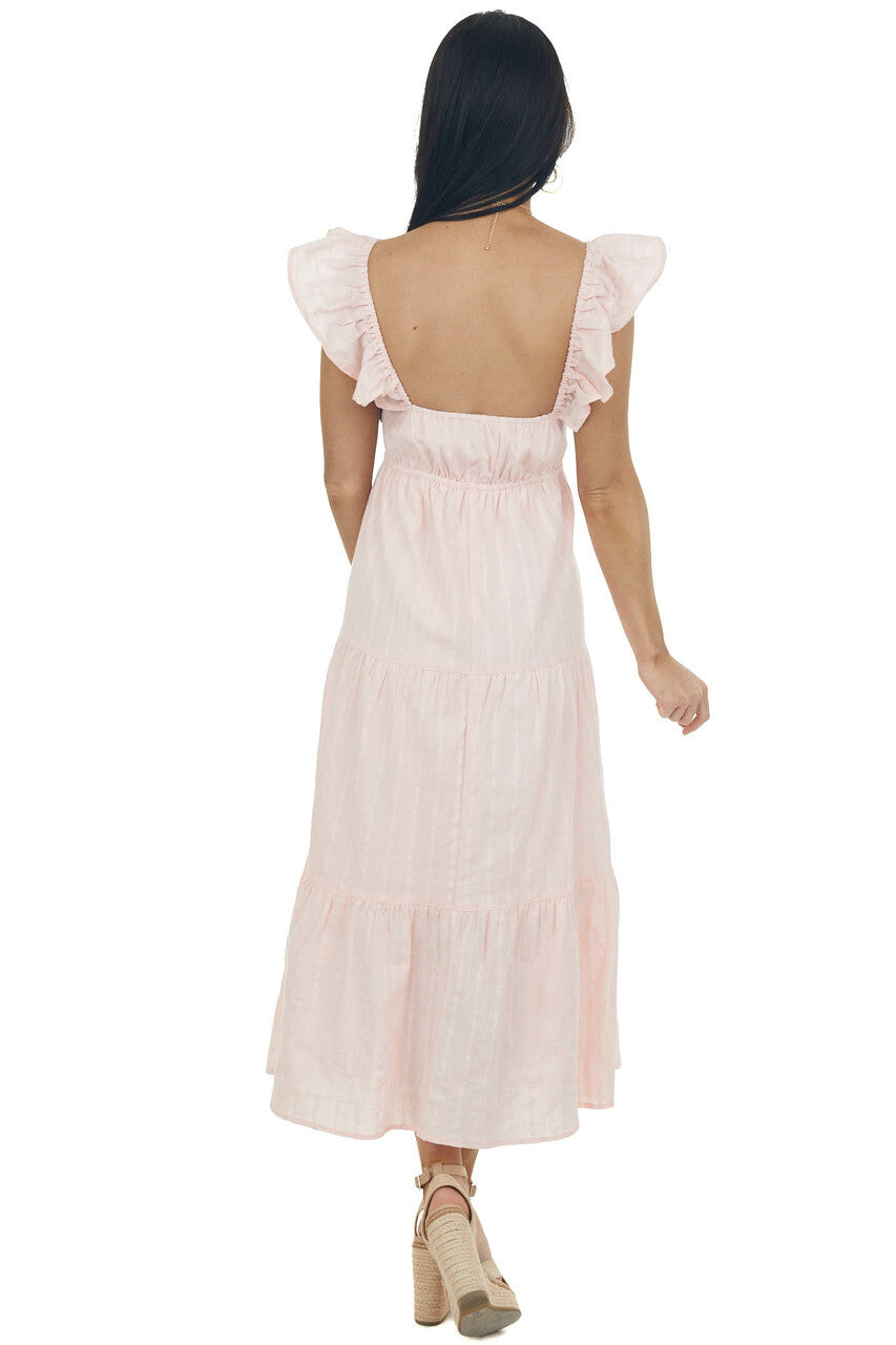 Cherry Blossom Tiered V Neck Woven Midi Dress 