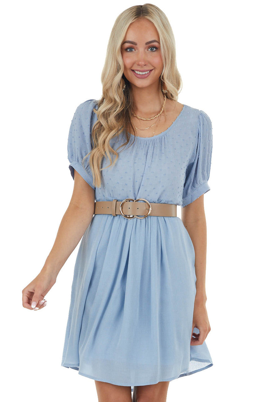 Powder Blue Swiss Dot Short Dress