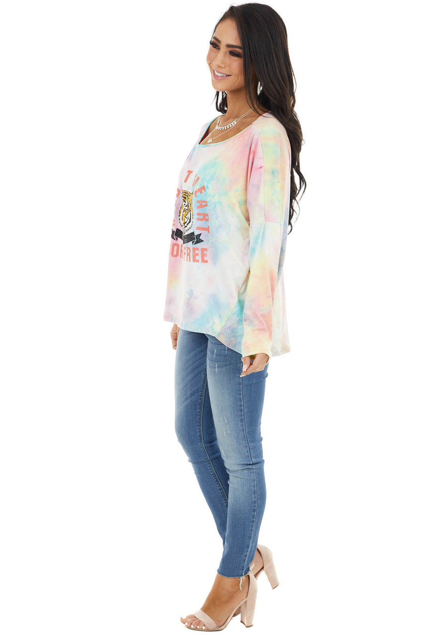 Multicolor Tie Dye 'Wild at Heart Born Free' Graphic Top 