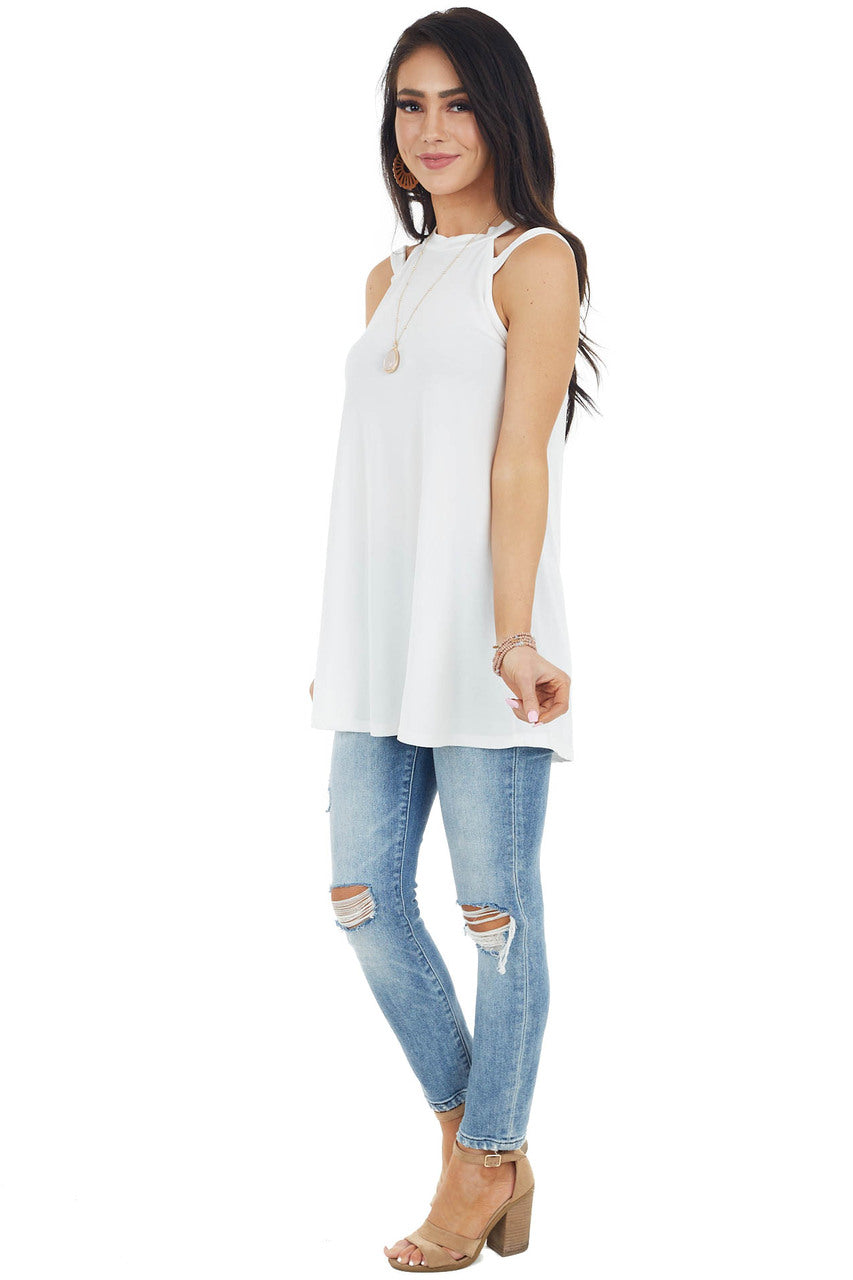 Ivory Strappy Halter Tunic Tank