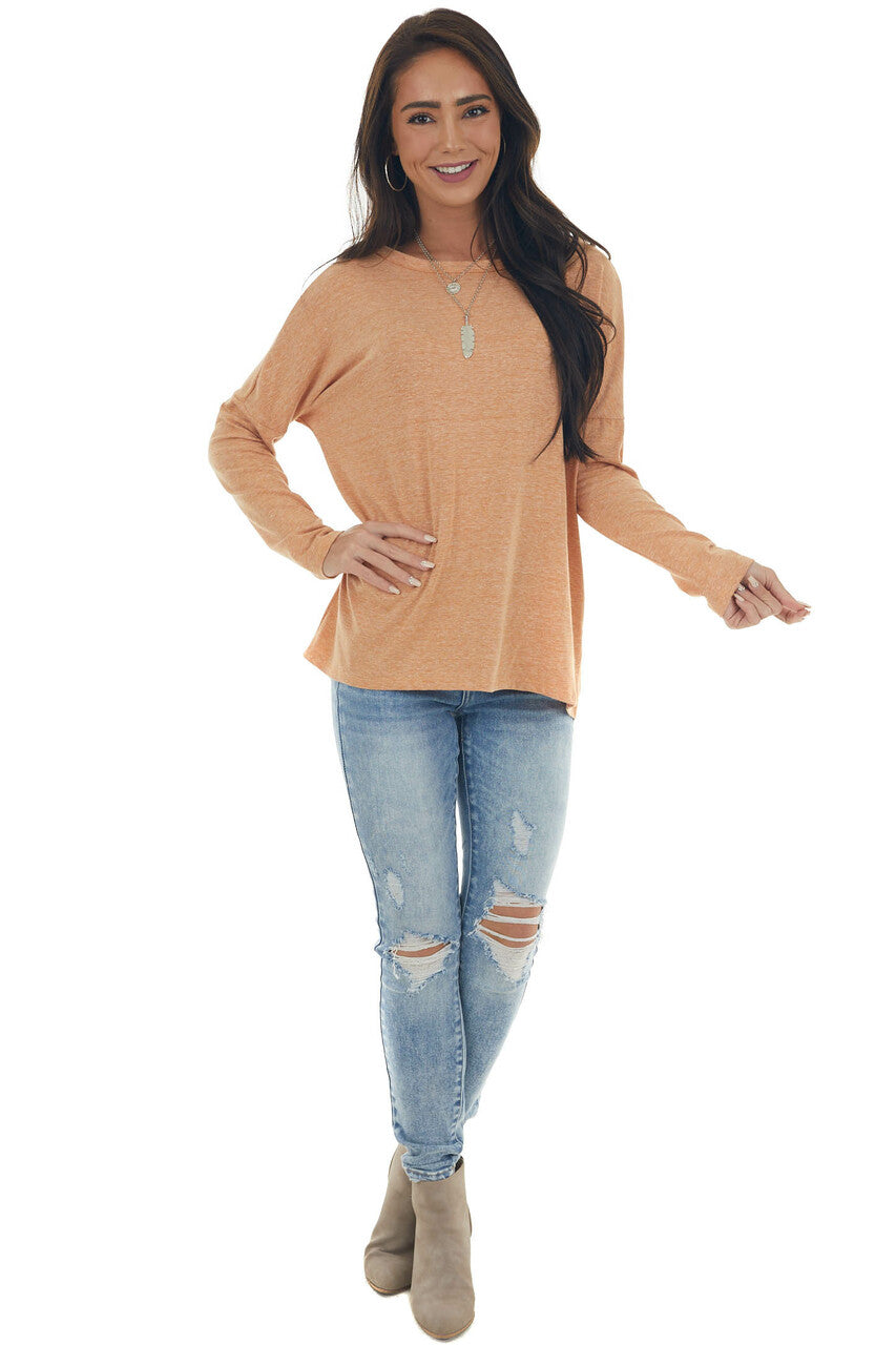 Heathered Pumpkin Criss Cross Back Cut Out Top