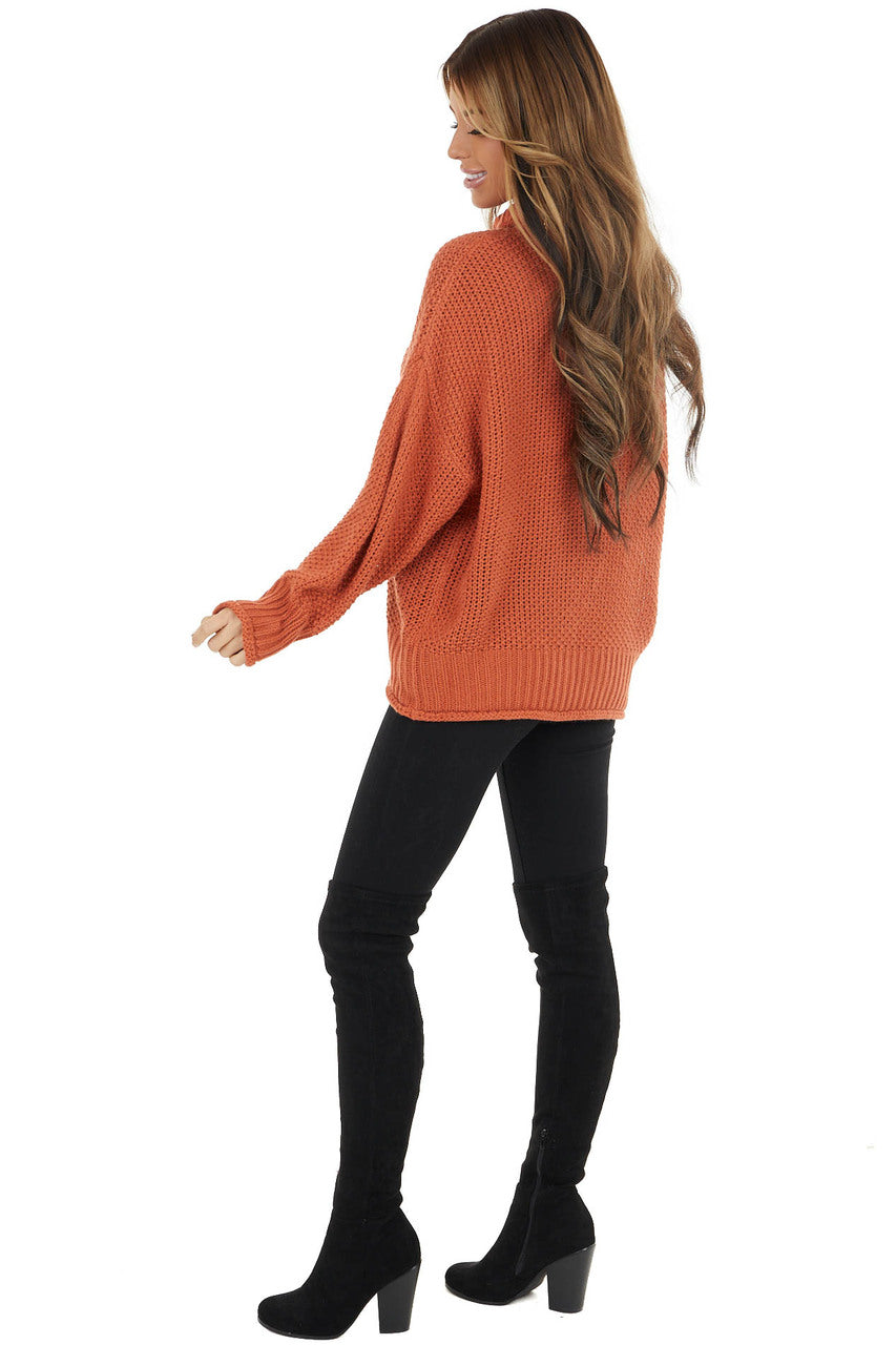 Rust Long Sleeve Lightweight Knit Sweater