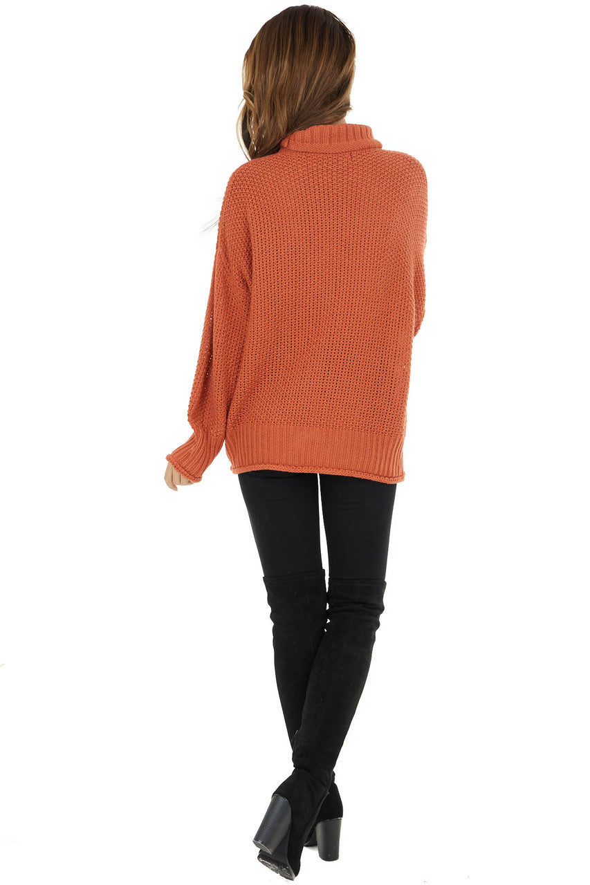 Rust Long Sleeve Lightweight Knit Sweater