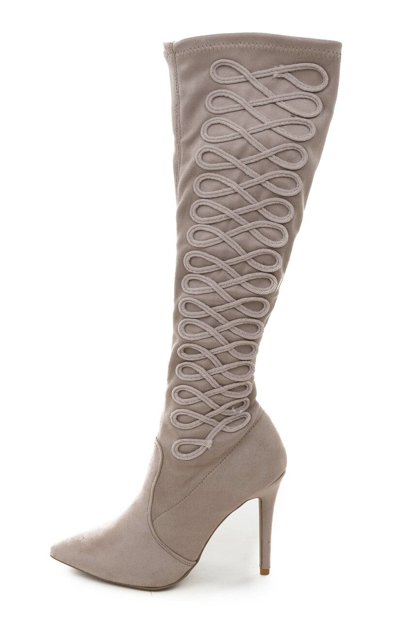 Faded Tea Rose Heel Boots with Braided Detail