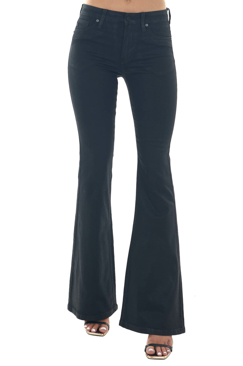 Black Coated High Rise Bell Bottom Jeans