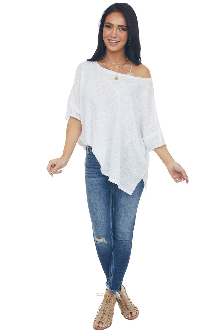 Melange Off White Short Dolman Sleeve Knit Top 