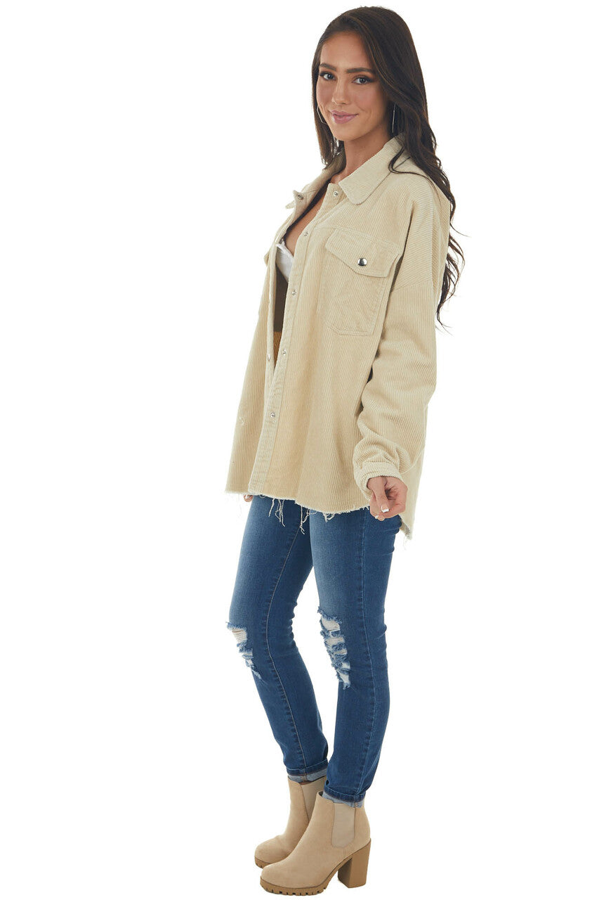 Buttercream Snap Button Down Corduroy Shacket 
