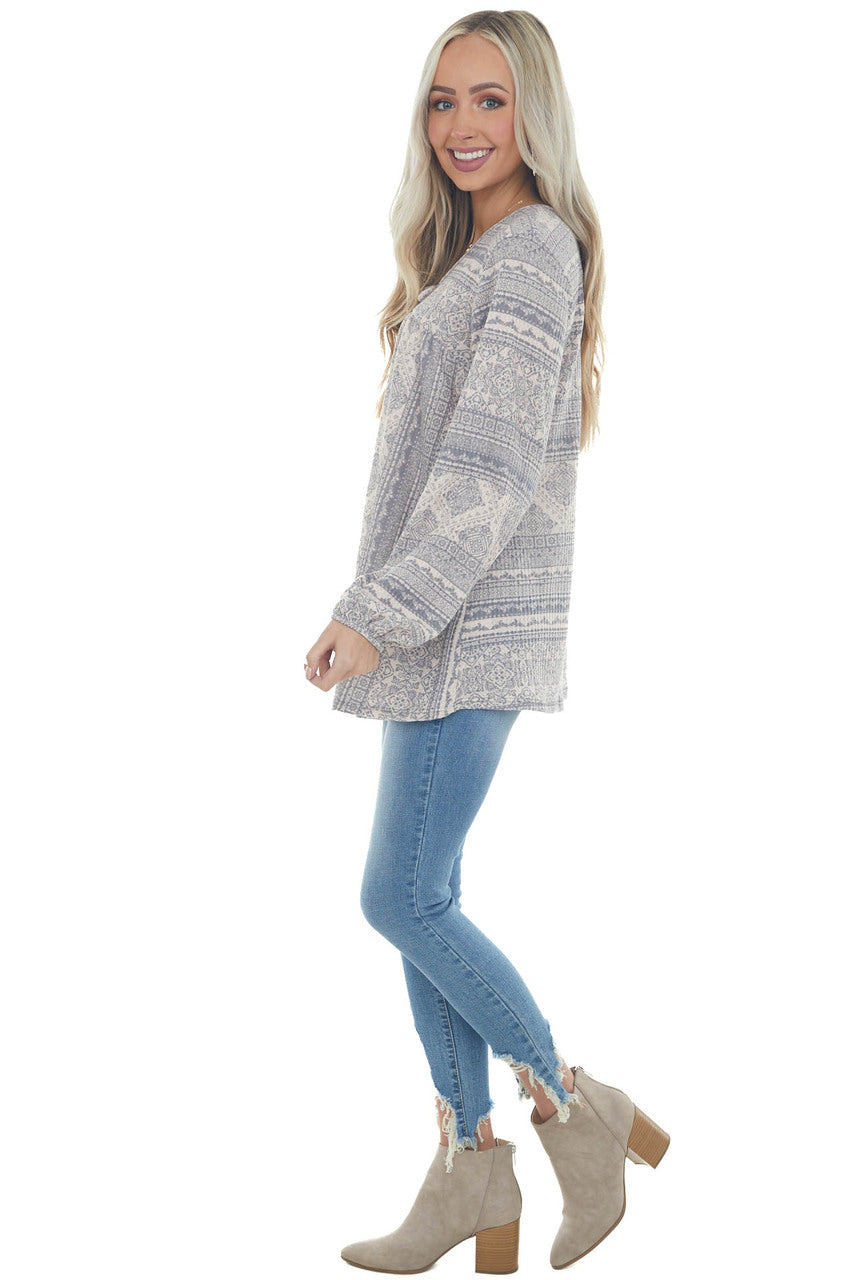 Blush and Stone Multiprint Long Sleeve Top