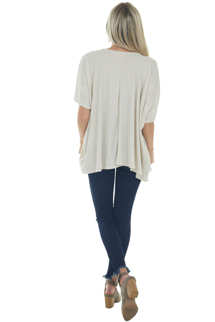 Oatmeal Draped Neck Oversized Thermal Top