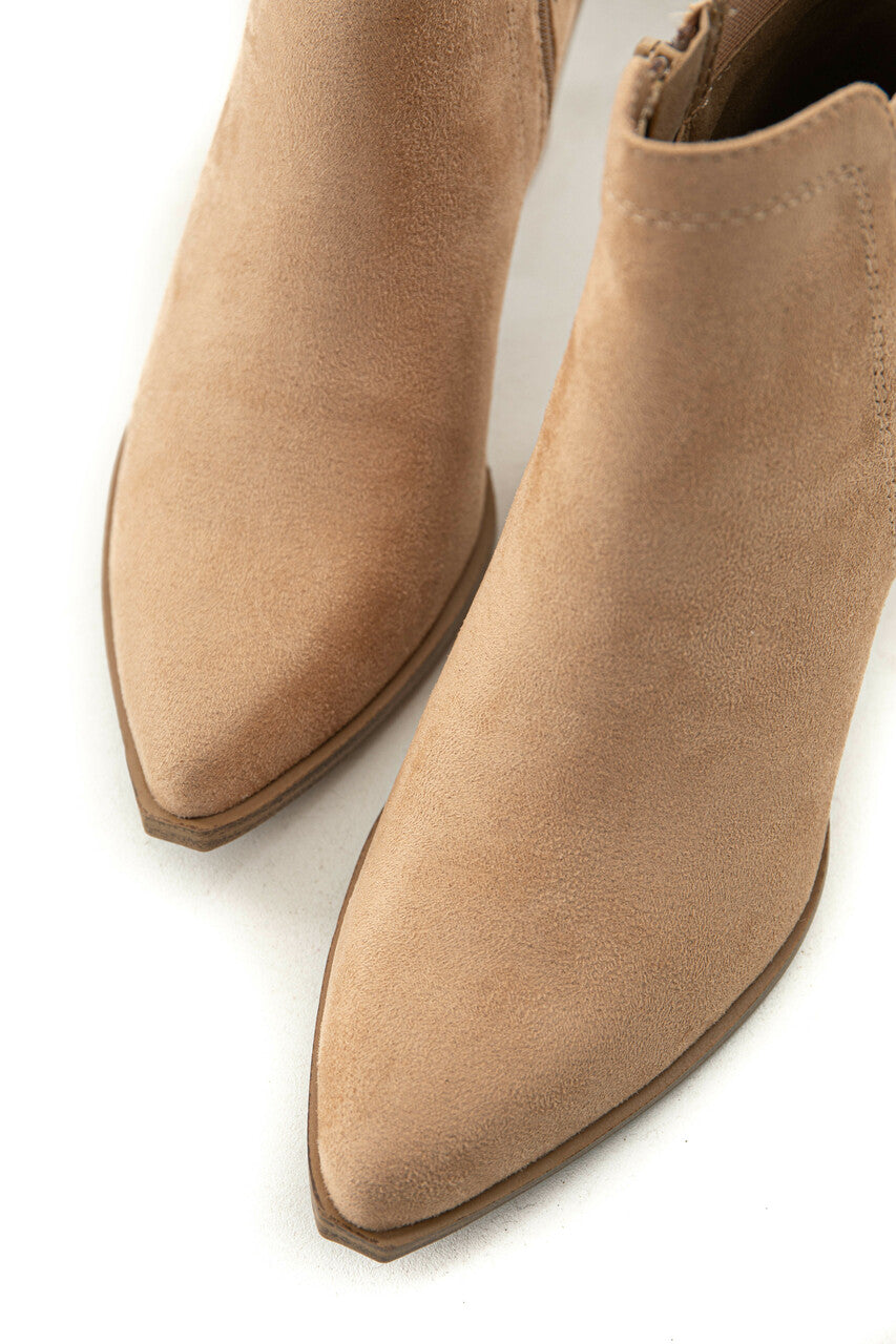 Rich Latte Zip Up Booties with Chain Detail