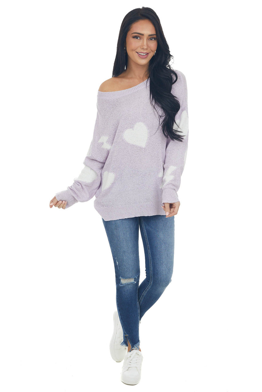 Lavender Heart and Lightning Light Sweater 
