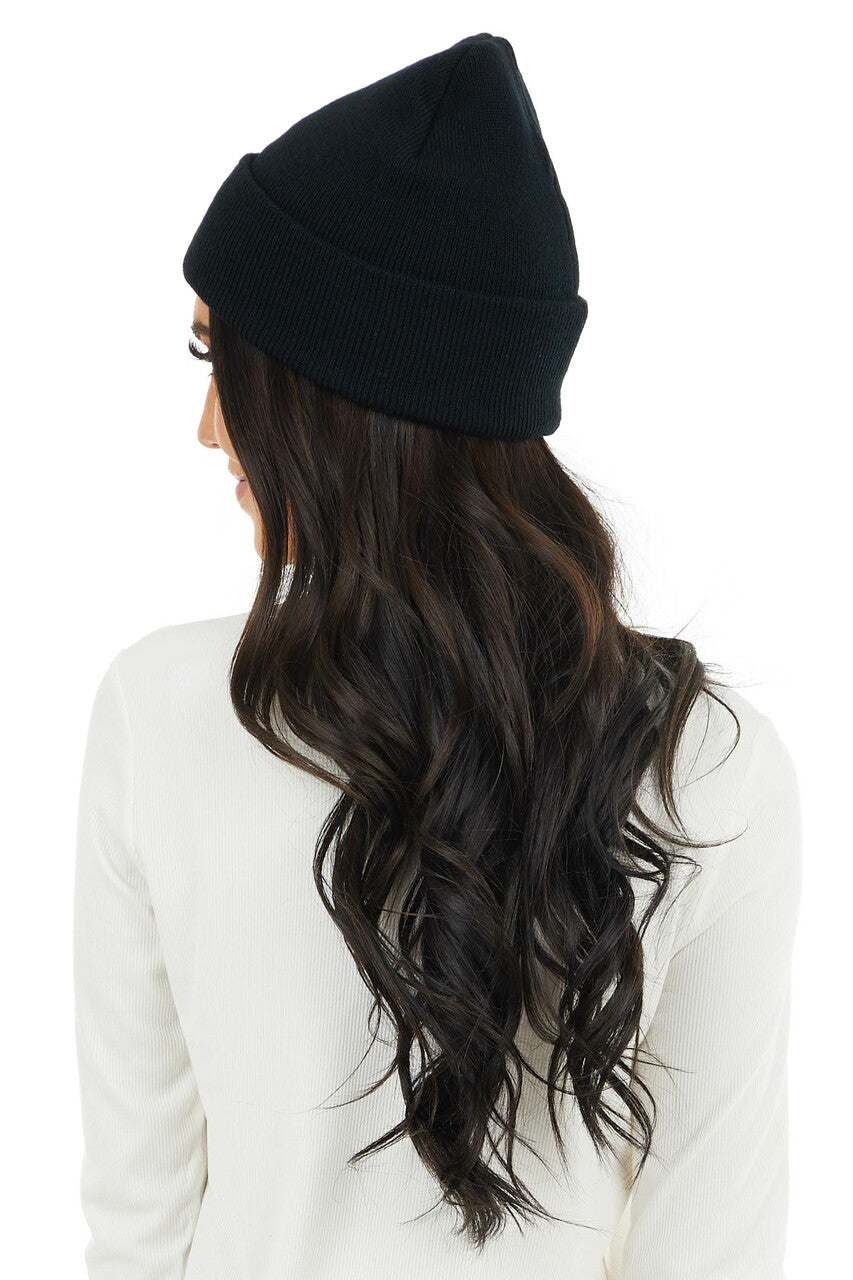 Black Comfy Knit Basic Beanie