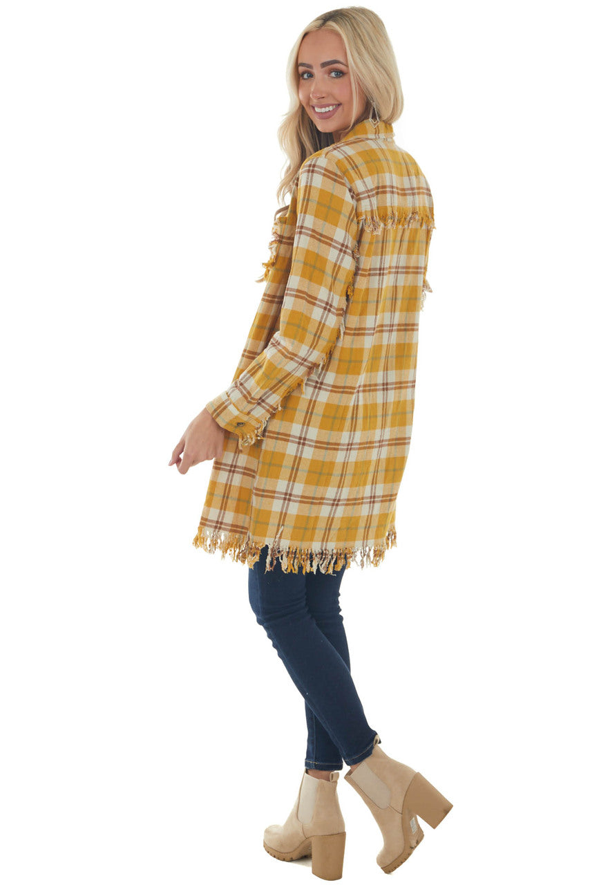 Amber Plaid Long Button Down Flannel 
