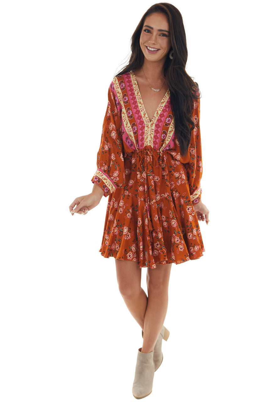 Ginger Floral Print Long Sleeve Mini Dress