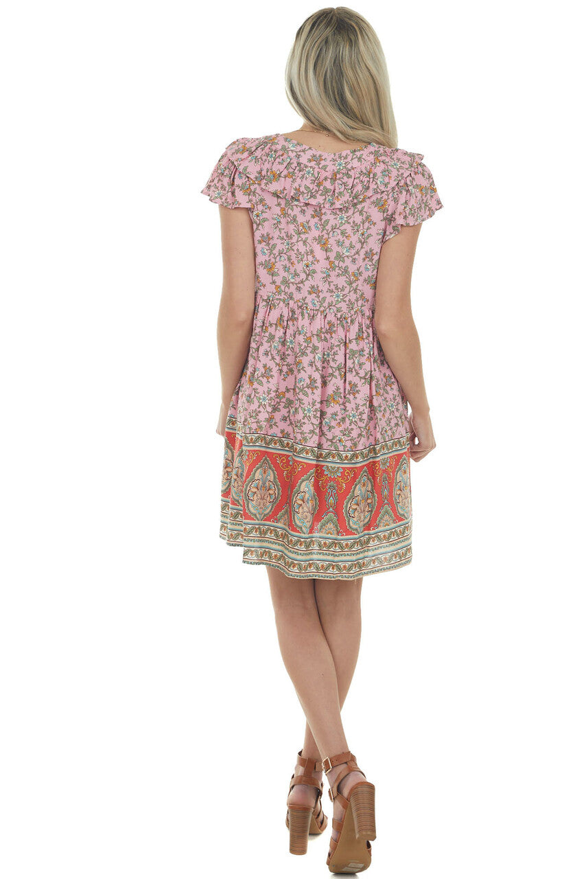 Carnation Multiprint Cap Sleeve Short Dress