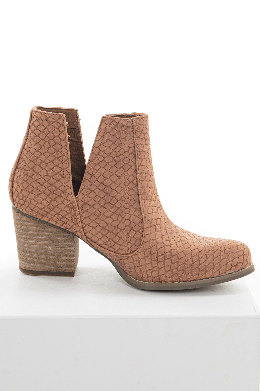 Sienna Snakeskin and Faux Suede Heeled Bootie