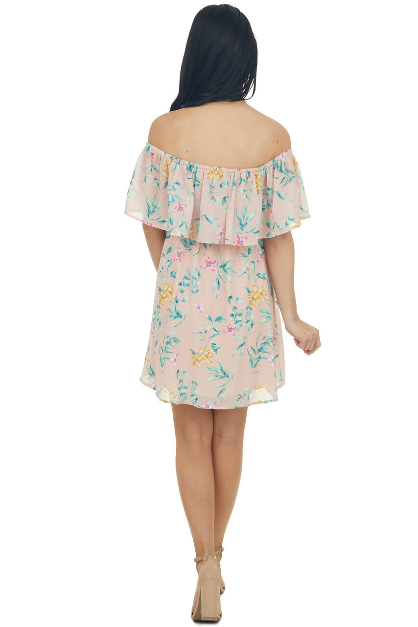 Misty Rose Floral Print Woven Short Dress