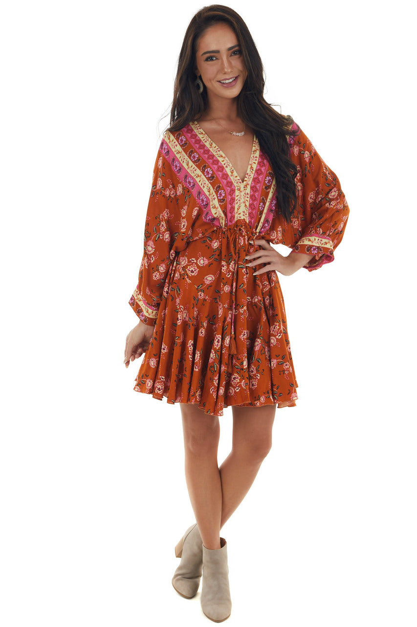 Ginger Floral Print Long Sleeve Mini Dress