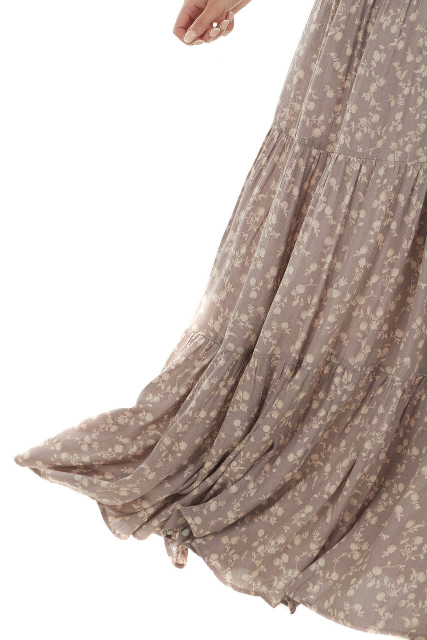 Lavender Ditsy Floral Sleeveless Maxi Dress