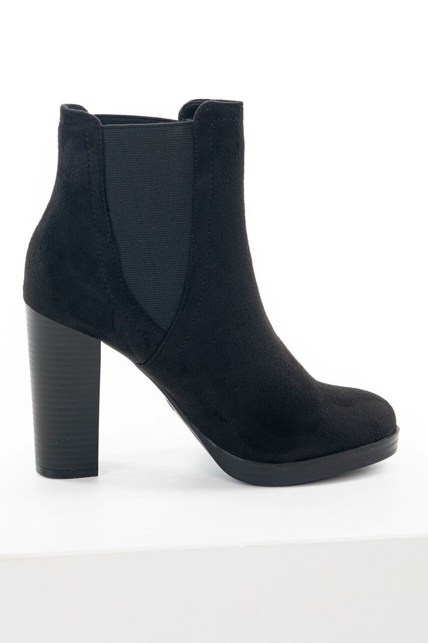 Black High Heel Booties with Side Panel