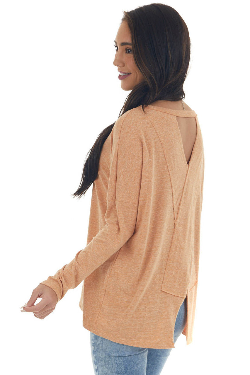 Heathered Pumpkin Criss Cross Back Cut Out Top