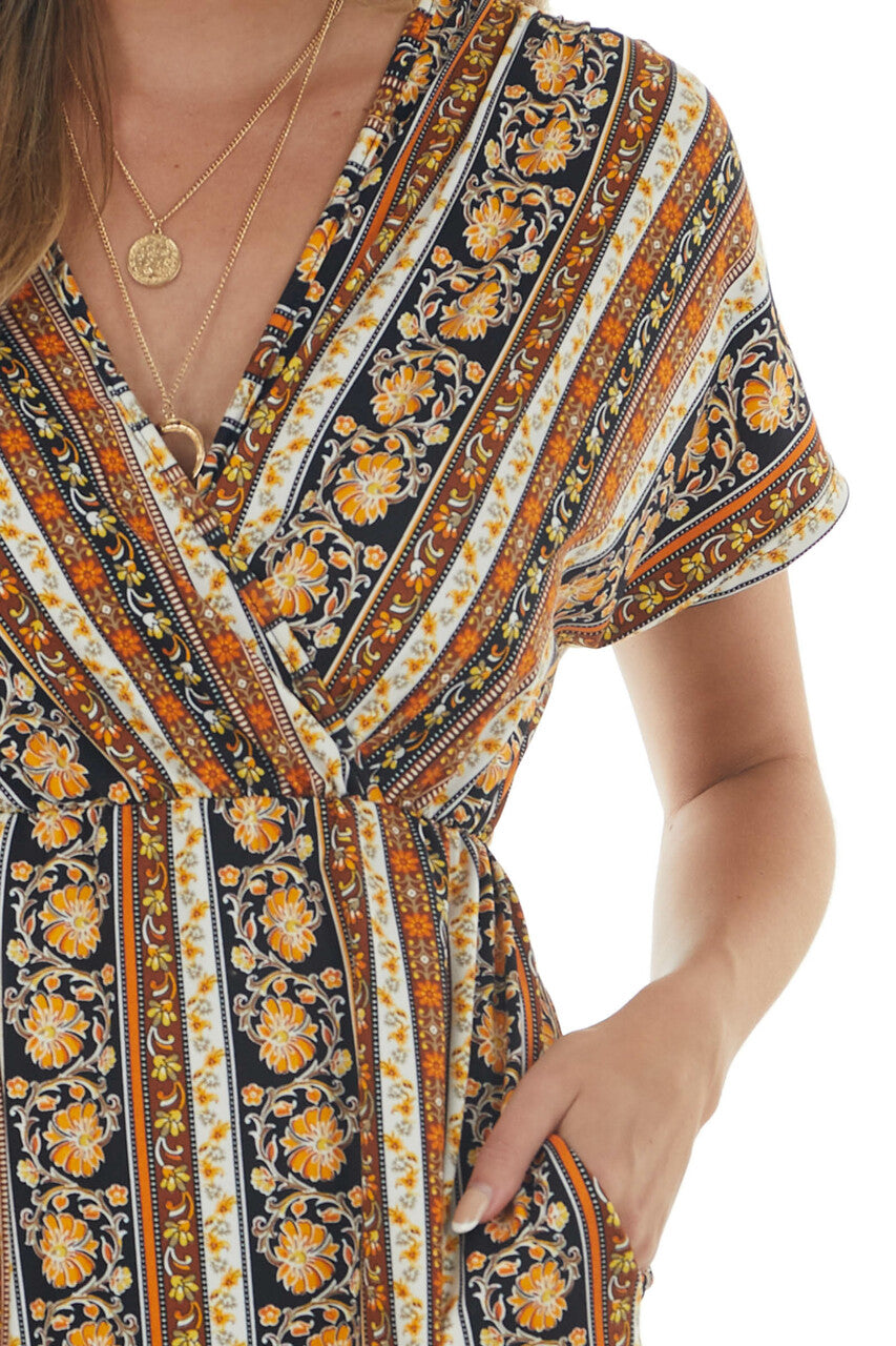 Mango and Black Striped Print Short Dress